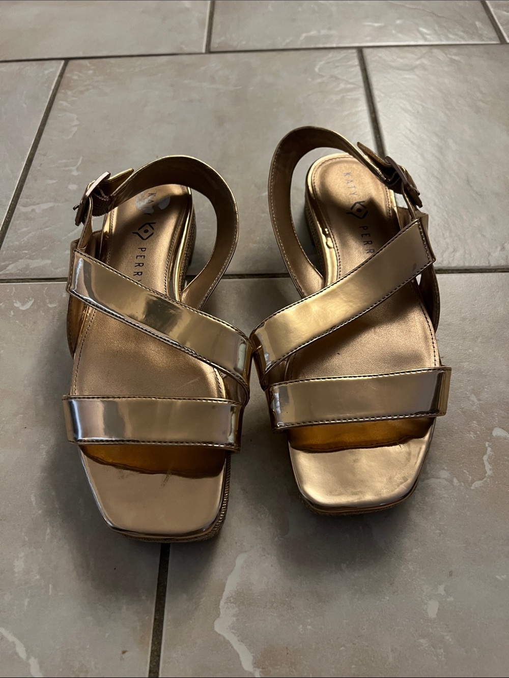 Katy Perry Metallic Gold Slingback Sandals - Women's